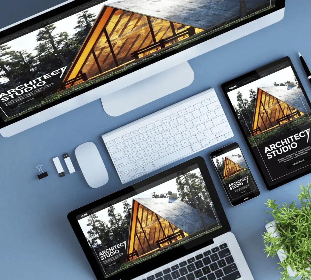 Custom website design displayed across desktop, tablet, and mobile devices to ensure a consistent user experience.